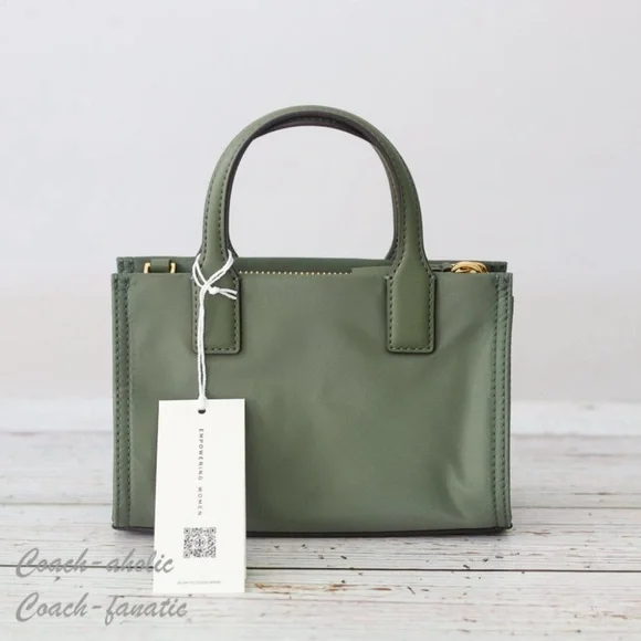 NWT Tory Burch Ella Nylon Mini Tote Crossbody Bag Purse in Palm Leaf Green - Picture 2 of 10